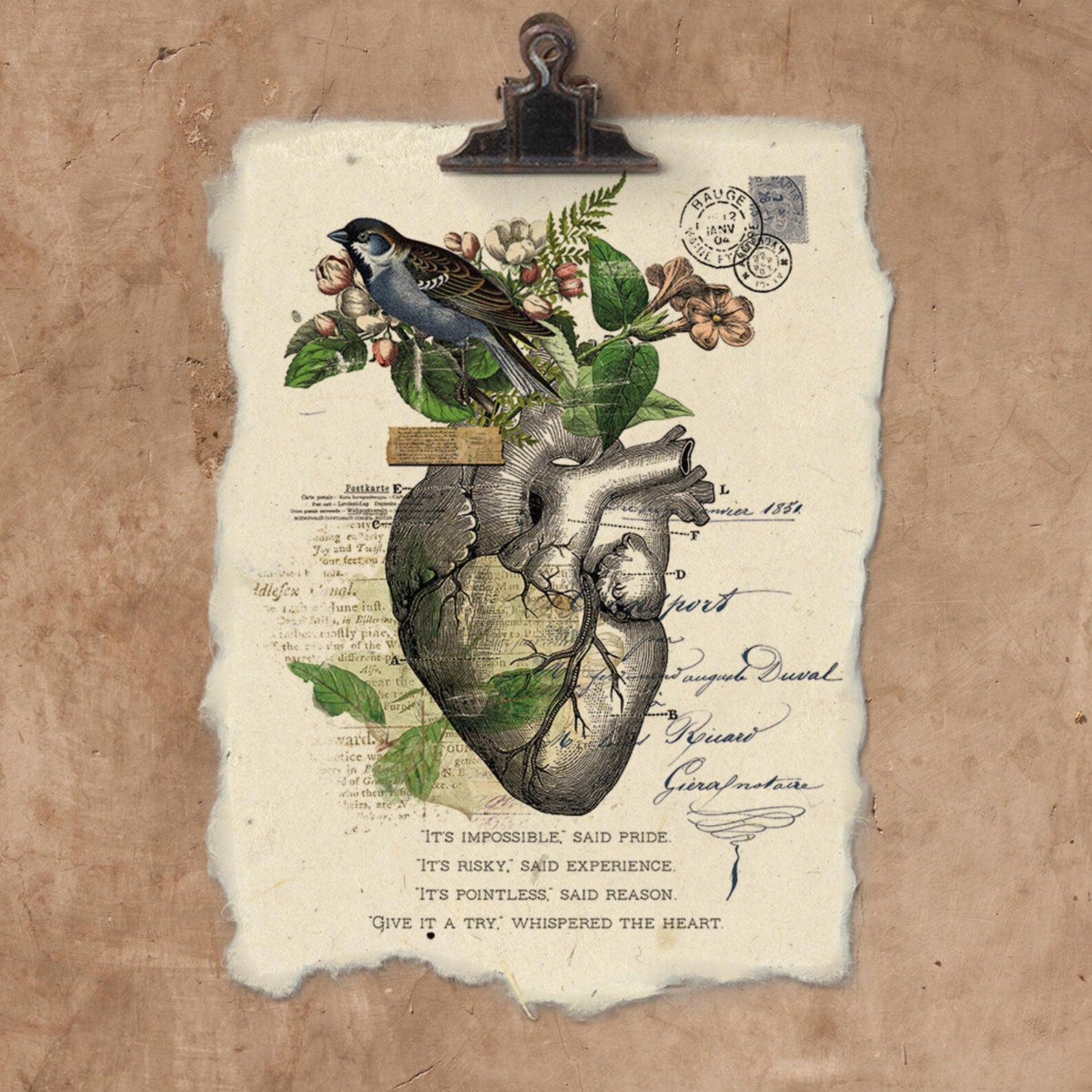 Whispered the Heart | Art Print on Handmade Paper {12x16}
