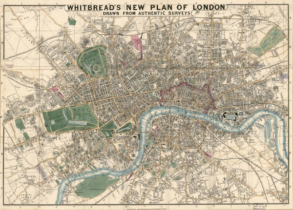 Whitbread's New Plan of London {1853} | 30" x 42" Art Print