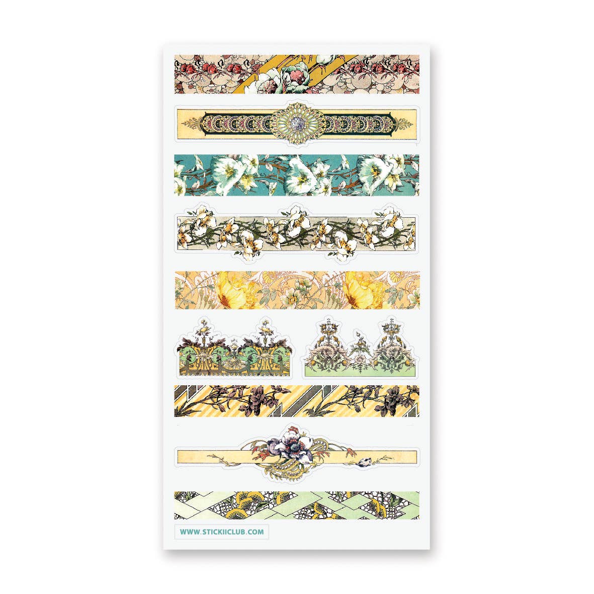 Art Nouveau Washi Strips Sticker Sheet