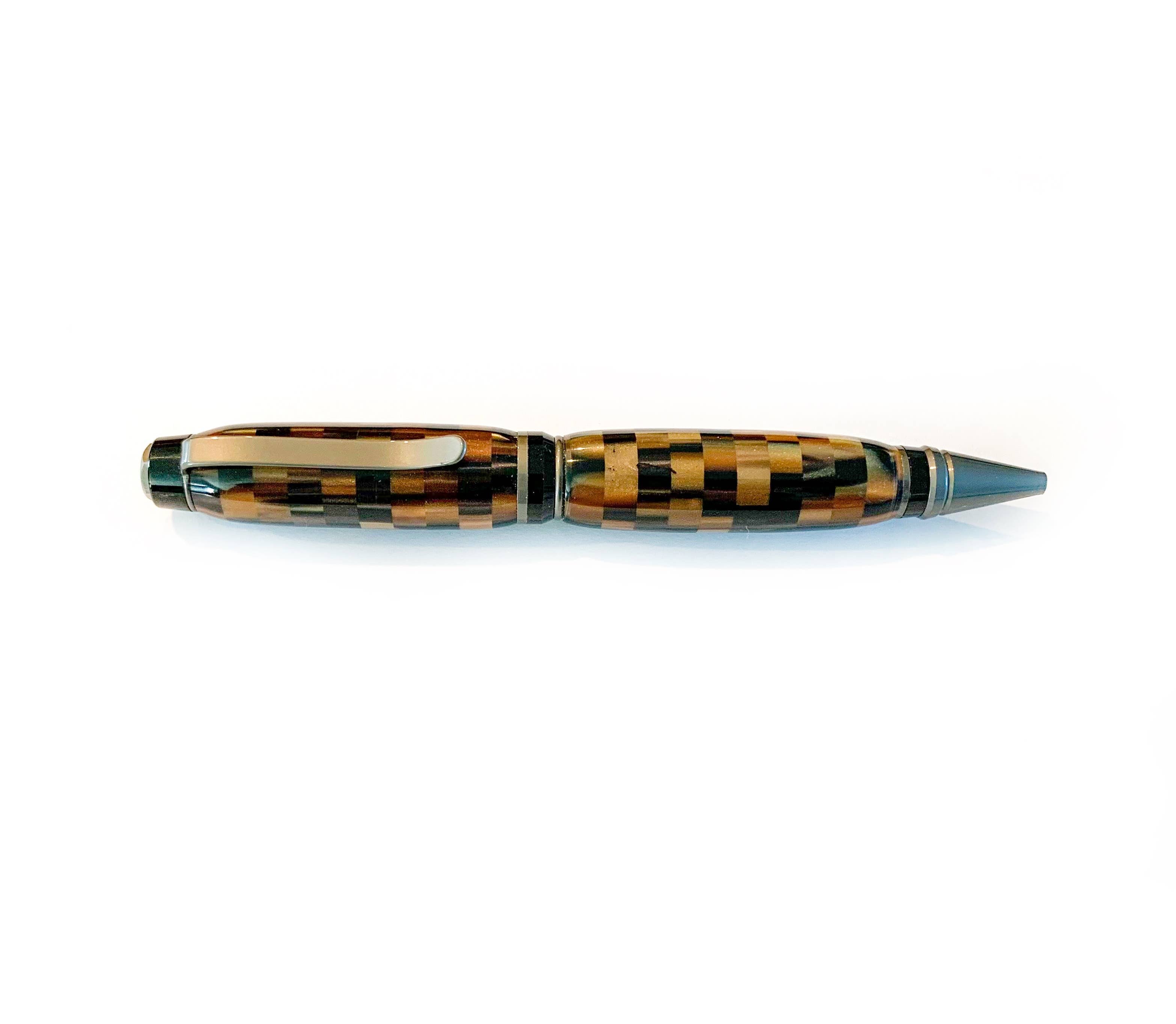 Handmade 'The Classic' Ballpoint Pen in Brown Checker