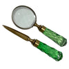 Brass and Glass Magnifier and Letter Opener Desk Set