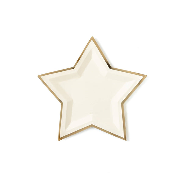 Assiettes jetables en feuille d'or de 9 po en forme d'étoile crème