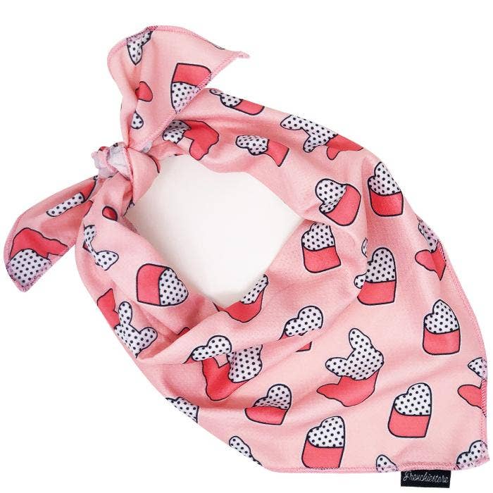 Pet Dog Cooling Bandana | Frenchie Love in Pink