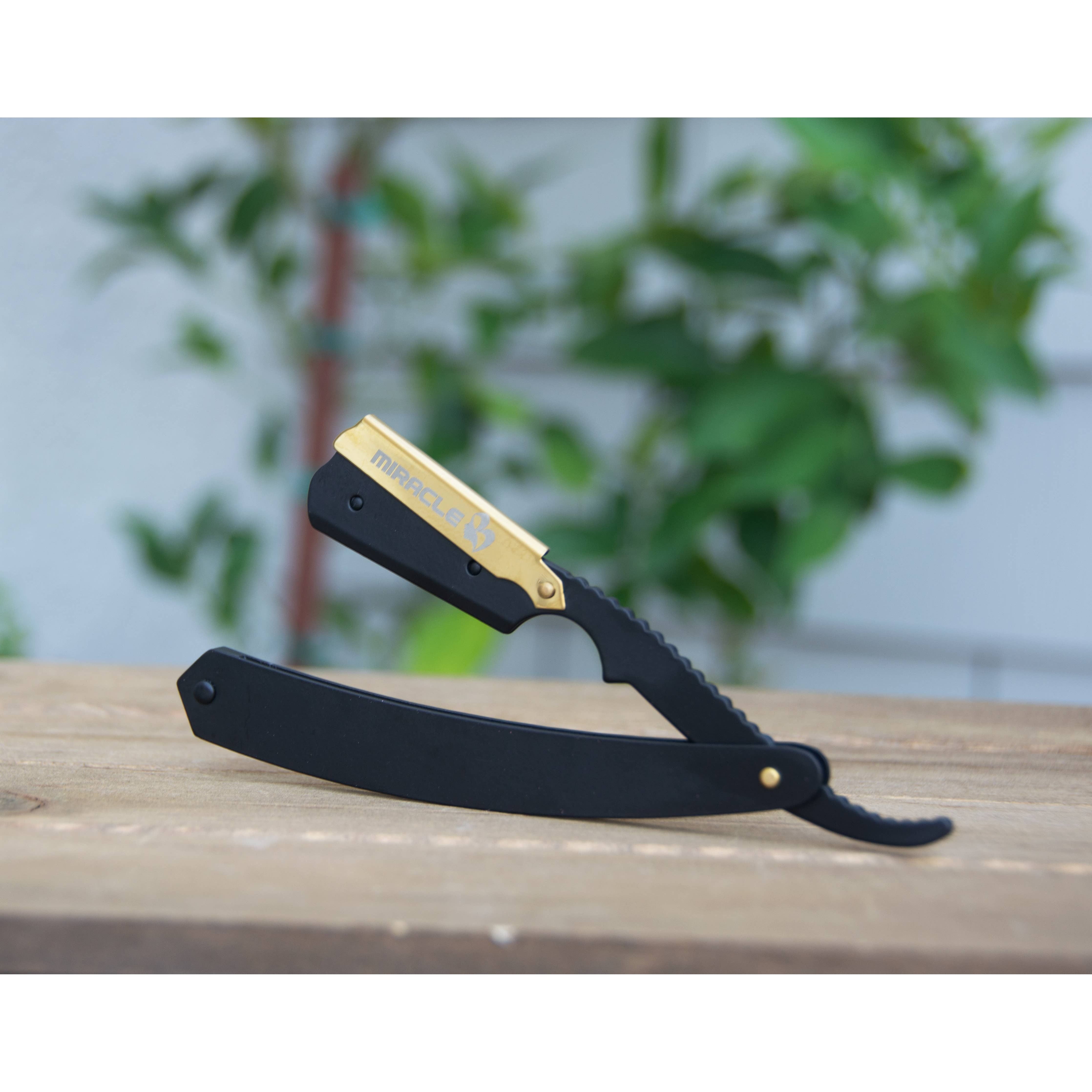 Gold Straight Razer Black & Gold Straight Edge Razor {clearance}