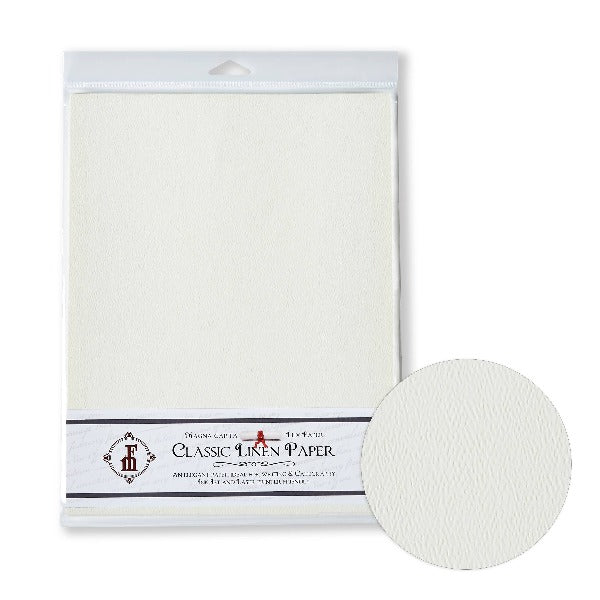 Papier de papeterie blanc brillant en lin classique