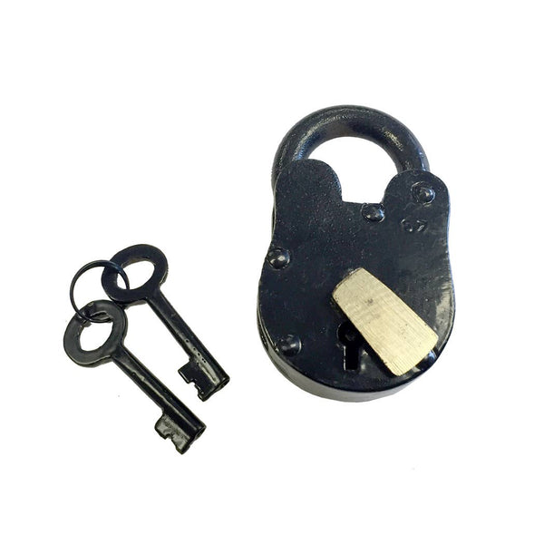 Iron Lock and Keys with Brass Cover Plate