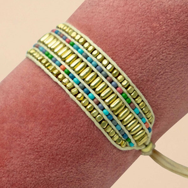 Multi Stripe Wide Beaded Bracelet