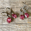 Dark Rose Vintage Rhinestone Earrings