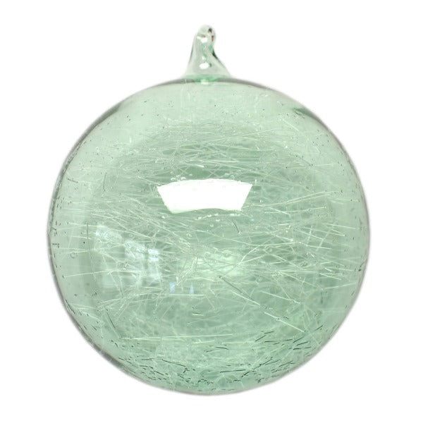 Aqua 4" Glass Ornament with Spun Silk