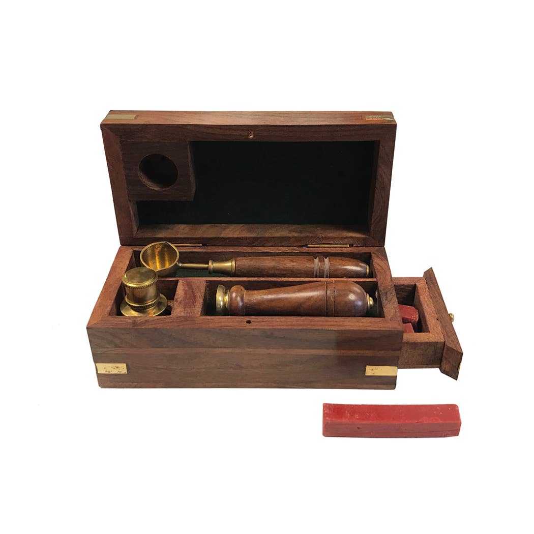 Wax Seal Kit in Antique Reproduction Wooden Box