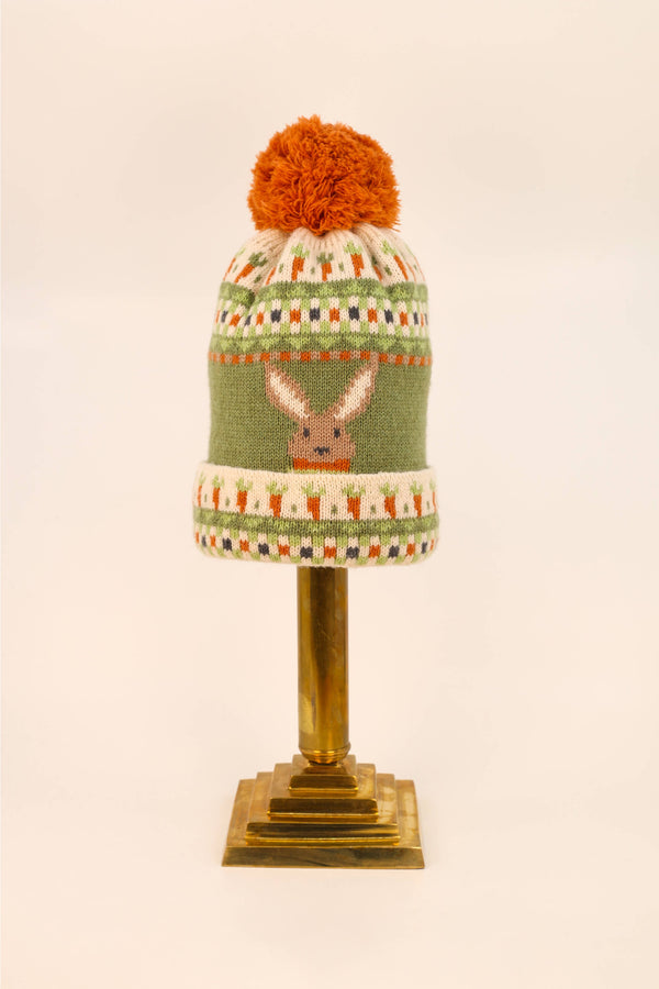 Kids Knitted Bunny & Carrot Hat & Mittens