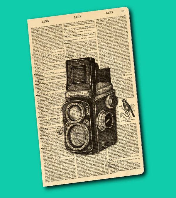 Vintage Camera Dictionary Art Notebook