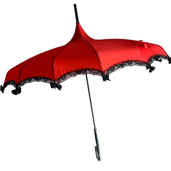 Red Boutique Pagoda Umbrella with Lace and Bows