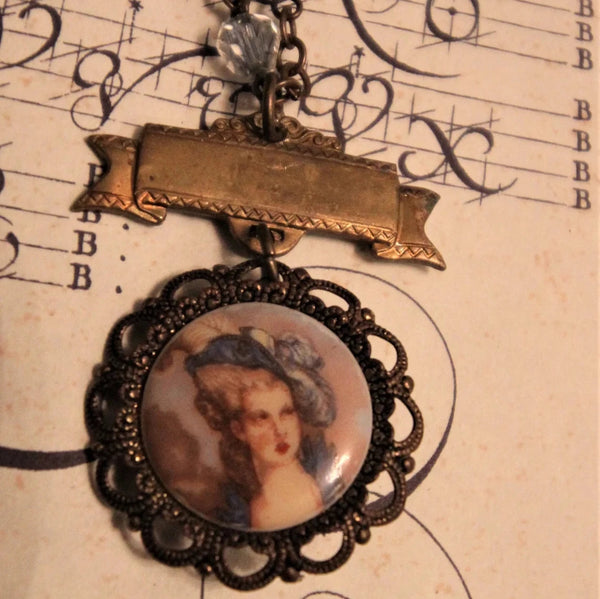 Vintage Portrait Pen Assemblage Necklace {One of a Kind}