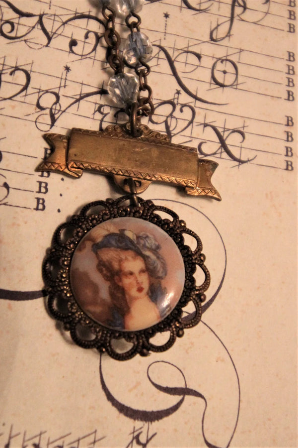 Vintage Portrait Pen Assemblage Necklace {One of a Kind}