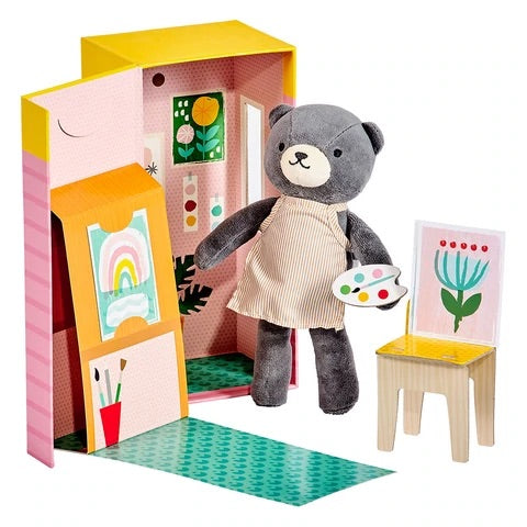 Plush Animal Play Set | Beatrice the Bear in the Studio