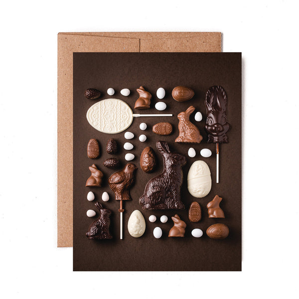 Carte de Pâques | Lapins en chocolat