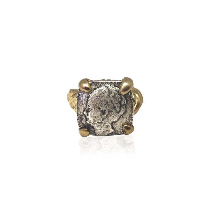 Gold Twisted Wilhelmina Square Ring