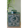 Large Postage Stamp Decorative Ginger Jar | Teal Green