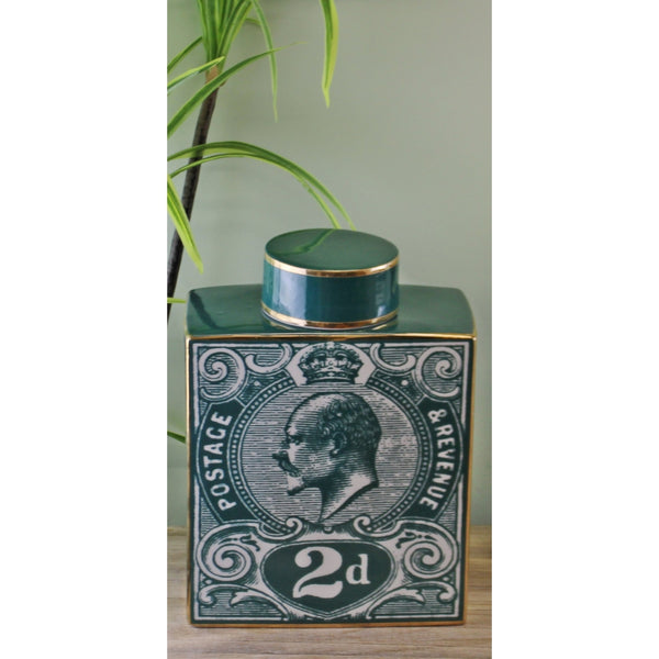 Grand pot de gingembre décoratif de timbre-poste | Vert sarcelle