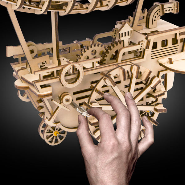 Wind-Up Airship Mechanical Wooden Puzzle