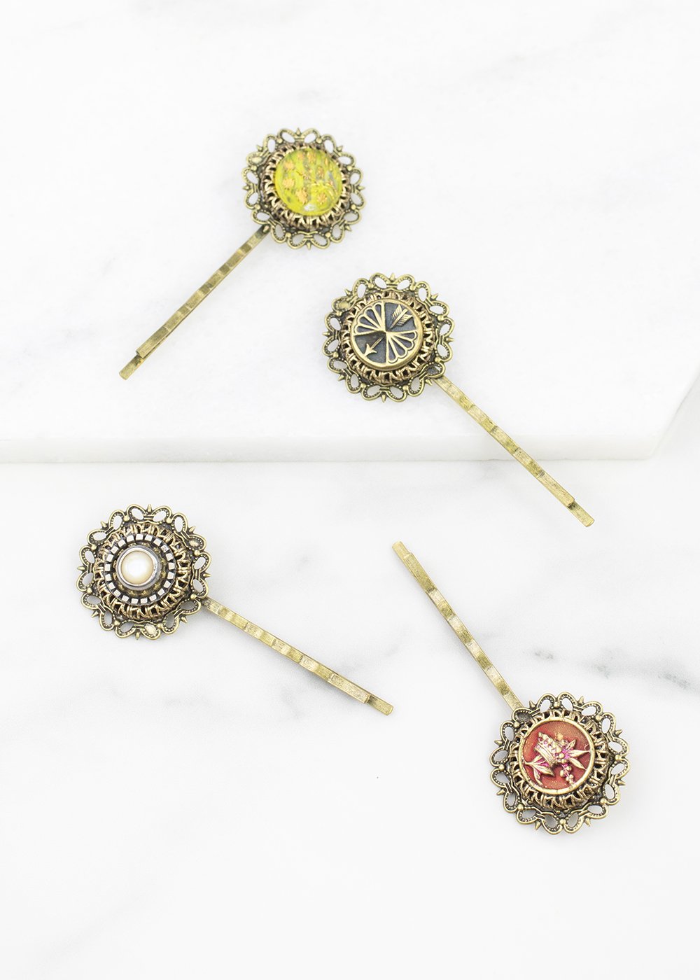 Flower Hairpin | Antique Buttons