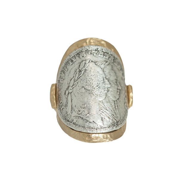 Bague pièce incurvée Maria Theresa en or taille 8