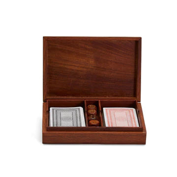 Wooden Playing Card & Dice Game Set