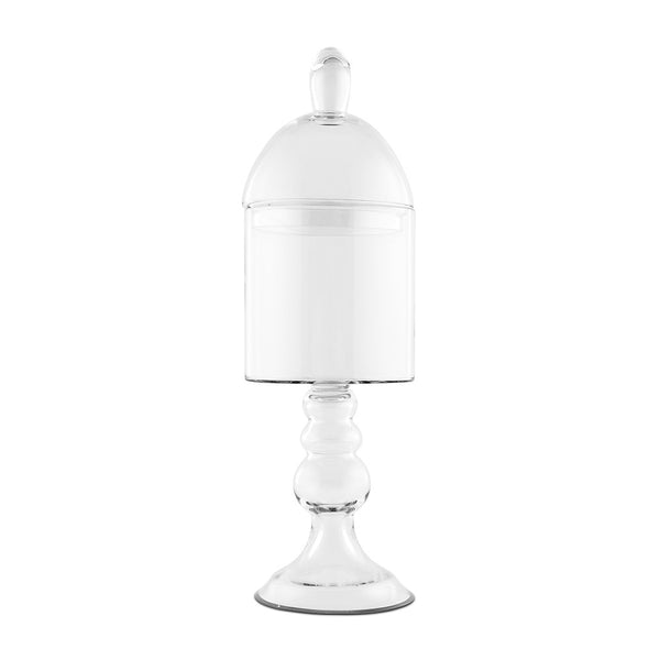 Large Glass Apothecary Candy Jar | Footed Cylinder with Lid