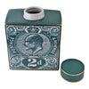 Large Postage Stamp Decorative Ginger Jar | Teal Green