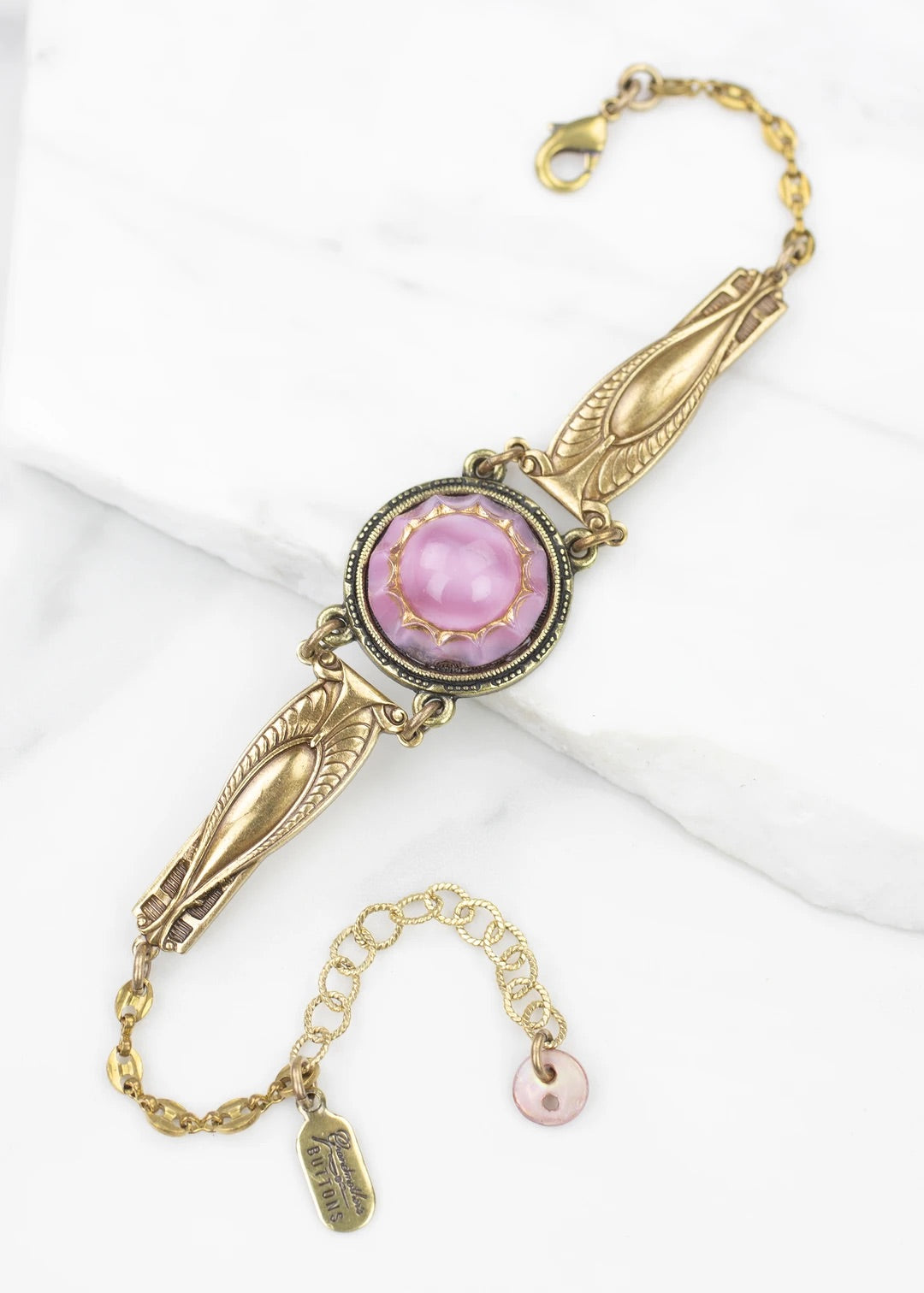 Bracelet Empyrée | Verre Moonglow rose ouest-allemand vintage