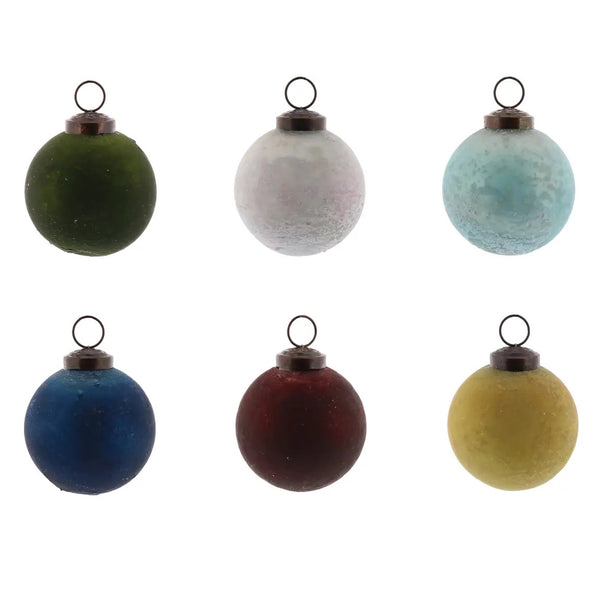 Frosted Glass Ornaments | Set of 6 | Assorted Colors