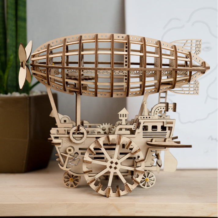 Wind-Up Airship Mechanical Wooden Puzzle