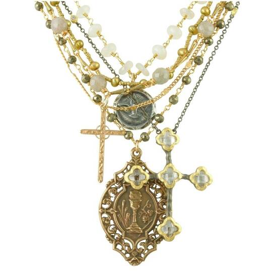 Signature 6-Strand Crystal Cross Medallion Necklace