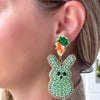 Boucles d'oreilles pendantes en perles de lapin menthe