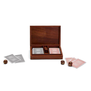 Wooden Playing Card & Dice Game Set