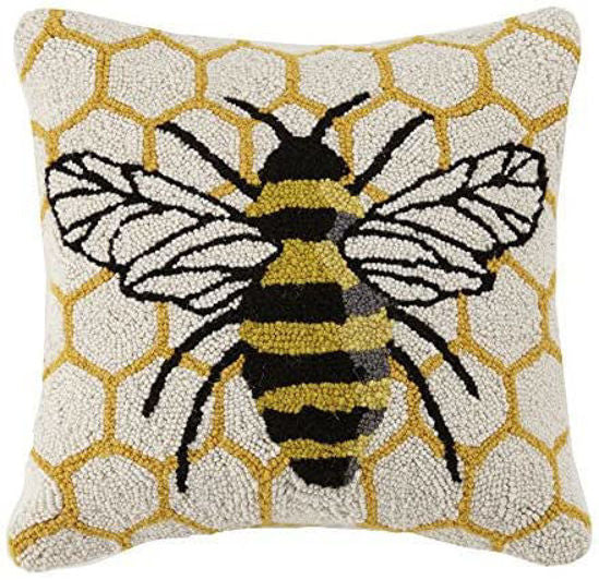 Honeycomb Bee Wool Hook Throw Pillow
