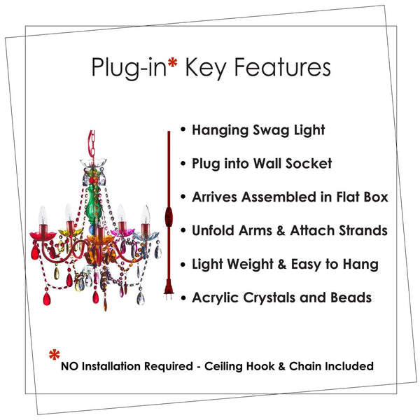 {Special Order} Plug-in Chandelier | 6-Light | Multi-Colored