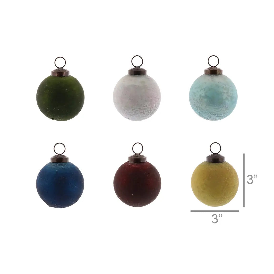 Frosted Glass Ornaments | Set of 6 | Assorted Colors