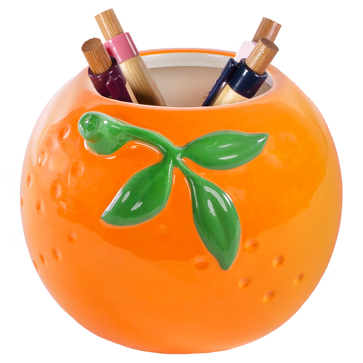 Jardinière orange en céramique/tasse à stylo