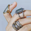 Cocktail Ring | Gold Kosor Emerald Cut Labradorite or Rose Quartz & Crystal {Multiple Styles}