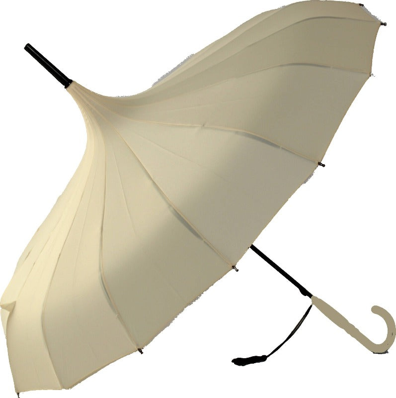 Beige Ribbed Pagoda Umbrella