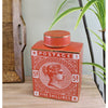 Postage Stamp Decorative Ginger Jar |  Burnt Orange