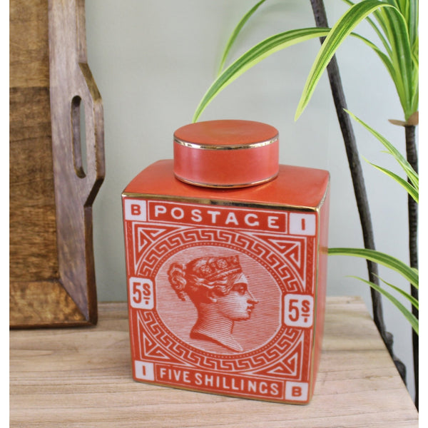 Pot de gingembre décoratif de timbre-poste | Orange brûlée
