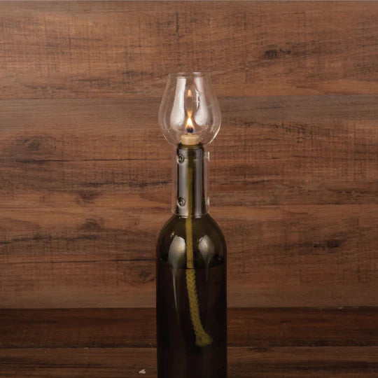 Lampe bouteille ouragan en verre