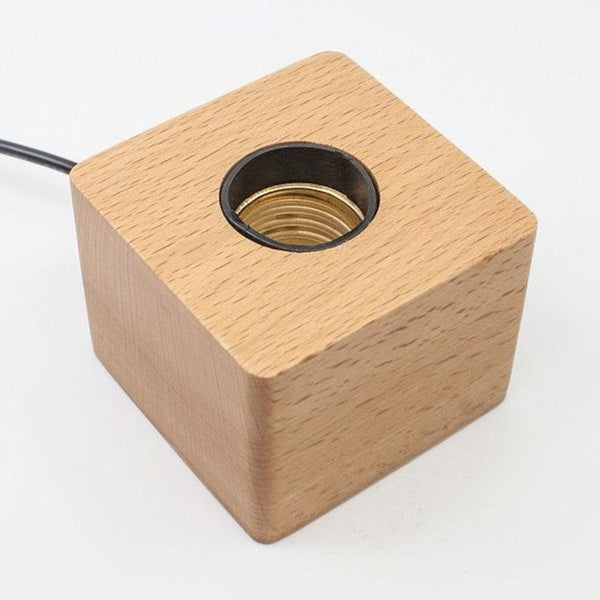 Pied de lampe cube en bois