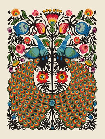 Folk Art Peacock Art Print {16
