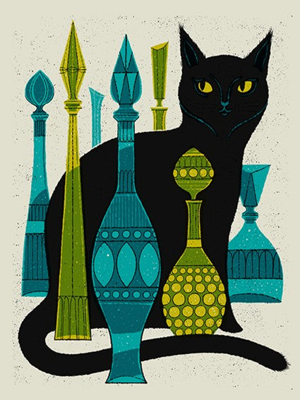 Mid-Mod Cat Art Prints {16" x 20"}