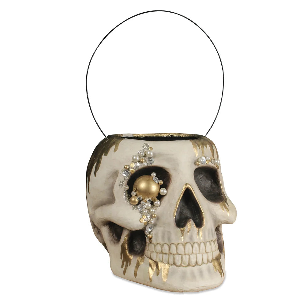 Jeweled Skull Large Paper Mâché Bucket