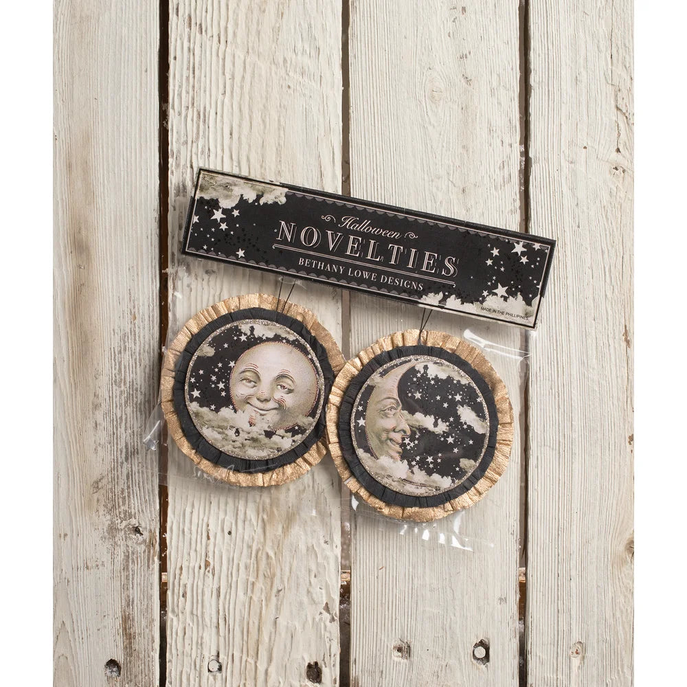 Man in the Moon Disc Ornaments {set of 2}
